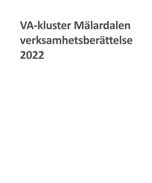 VA-kluster Mälardalen verksamhetsberättelse 2022